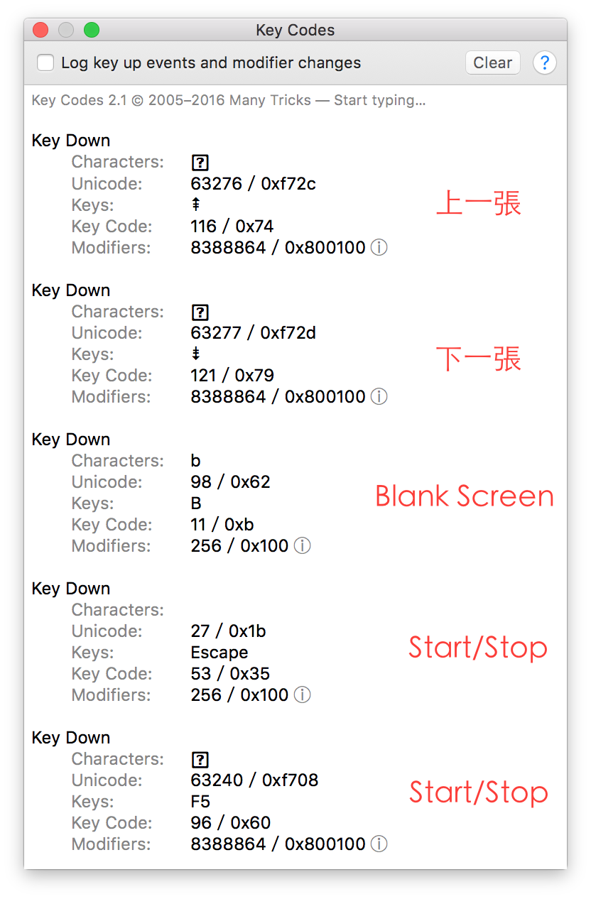 keycodes